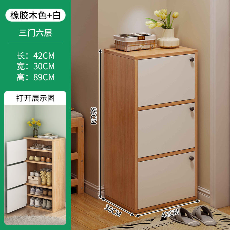 Shoe cabinet narrow and high vertical door household multi-layer storage integrated against the wall 2025 new home entrance indoor shoe rack