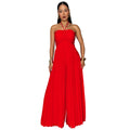 C7735 cross-border    new women's summer vacation style pleated wide-leg jumpsuit