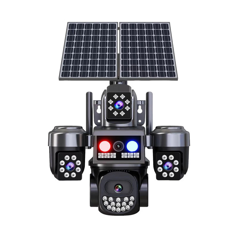 5G solar camera HiSilicon chip AOV four-lens no power no network free recharge 360 panoramic night vision outdoor