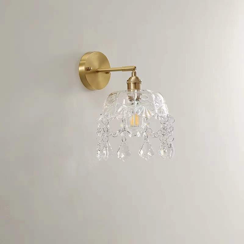 Wall lamp living room crystal wall lamp bedside lamp retroaccessible luxury crystal small chandelier aisle entrance french wall lamp casual