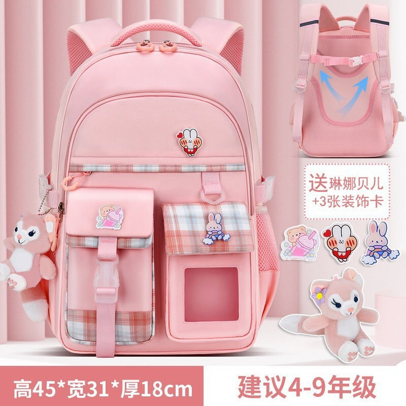 New lightweight school backpack for elementary school students - perfect for girls in grades 1-6. designed for children's spinal protection and reduced burden