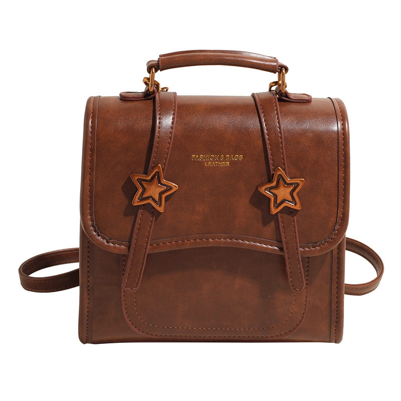 New Star Fashion College Style Multifunctional Solid Color Vintage Student School Bag Portable Travel Backpack Women's Bag