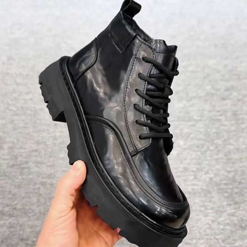 2025 winter new arrival: men's business fleece-lined warm boots - round toe, stylish british style, versatile soft sole, motorcycle leather shoes