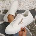 plus size women's low-top flat sneakers - versatile, lightweight, and trendy white shoes for autumn