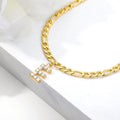 European and american minimalist micro-paved zircon stainless steel chain letter anklet - 26 english alphabet pendant anklet for couples