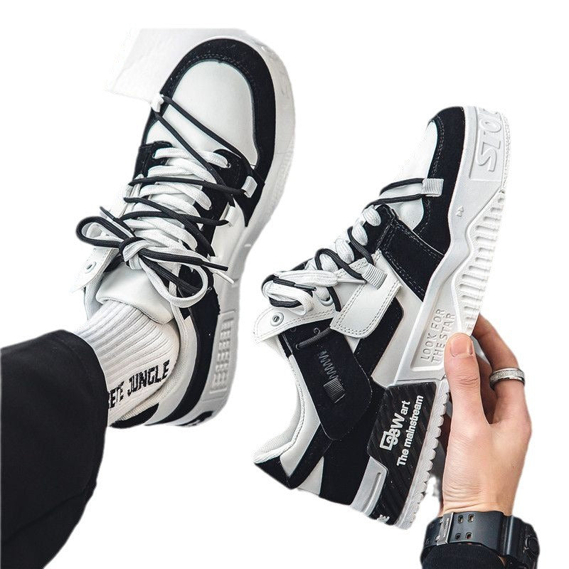 2025 spring new men's shoes: trendy, versatile casual sneakers, original niche thick-soled panda skate shoes for men