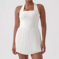 Spring/summer new anti-exposure short-sleeve one-piece tennis skirt - pleated running golf sports skirt - fashionable yoga skirt