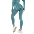 European and american new seamless washed knit moisture-wicking sexy peach lift sweat-wicking yoga pants workout leggings
