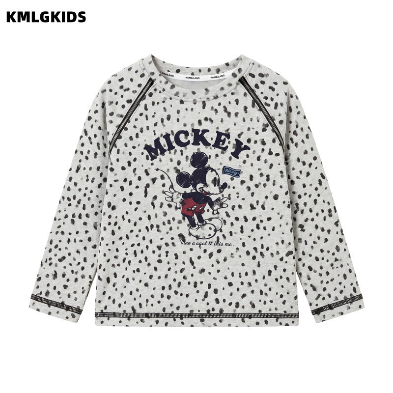Girls' cartoon print top - new fashionable and versatile autumn long-sleeve sweet style t-shirt base layer - wholesale