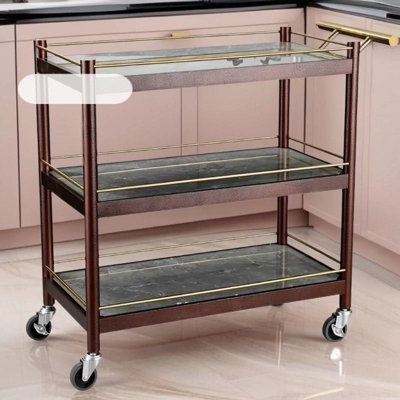 Stainless steel three-tier serving cart - hotel food delivery & dish collection handcart - detachable commercial serving cart
