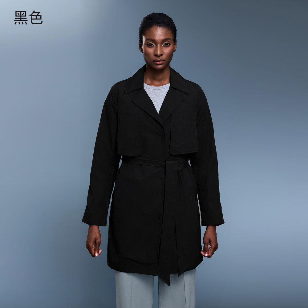 Autumnew arrivalelegant lapel windbreaker for women with belt lightweight waterproof high-looking slimming look medium longoutweard25127