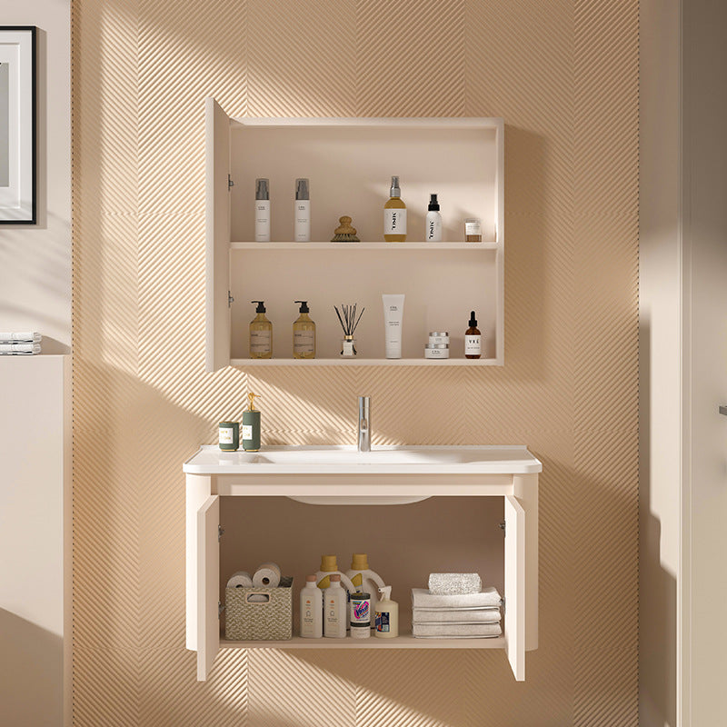 Space aluminum bathroom cabinet ceramic wash basin cabinet combination bathroom wash basin cabinet waterproof moisture-proof basin
