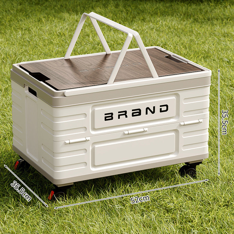 Outdoor camping storage box Folding box Camping finishing box Car trunk Storage box Wooden cover Clothes storage box