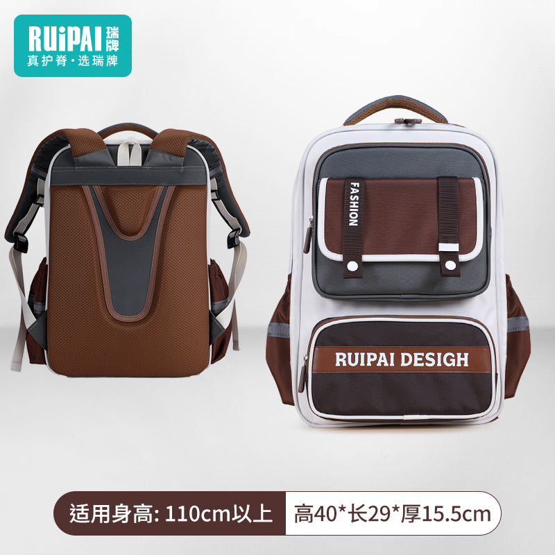 Rui brand children's backpack for grades 3-6 to reduce the burden, multi-compartment manufacturers wholesale cloud schoolbag boys' primary school spine bag