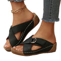 Fashionexportthick soleplus size cross roman slippers women's platform bottom open toe outwear lightweight beach wedge sandals