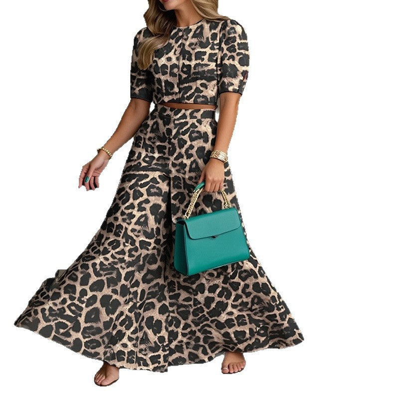 cross-border e-commerce european and american women's apparel: spring new arrivals - fashionable and elegant button-down cropped top and flare pant set