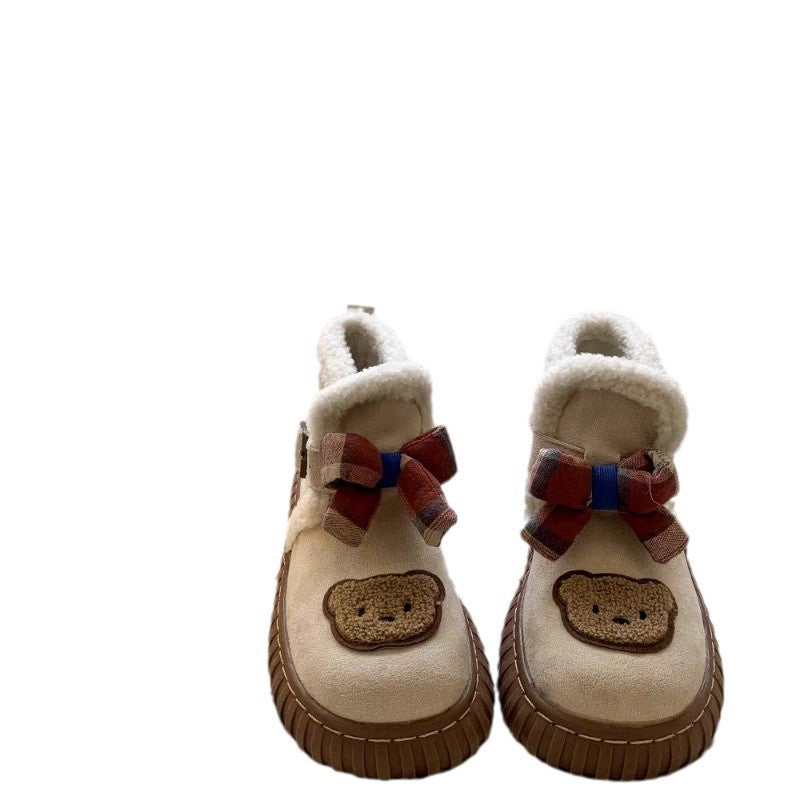 Cute northeastern snow boots for women, 2026 winter new arrival: fleece-lined, extra thick, warm, waterproof, non-slip, low-cut, thick-soled cotton shoes