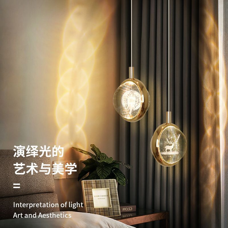 new luxury crystal ball bedside chandelier - trending bedroom, dining room, creative art bar, and cafe lighting