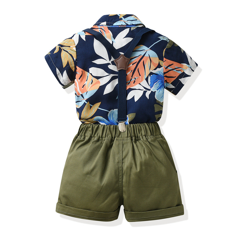 Boys' summer outfit: new stylish floral shirt set for boys - short-sleeve shirt, kids' cool beach style, oem customization available