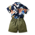 Boys' summer outfit: new stylish floral shirt set for cool and handsome baby boys - trendy short-sleeve shirt for kids, perfect for a chic beach look