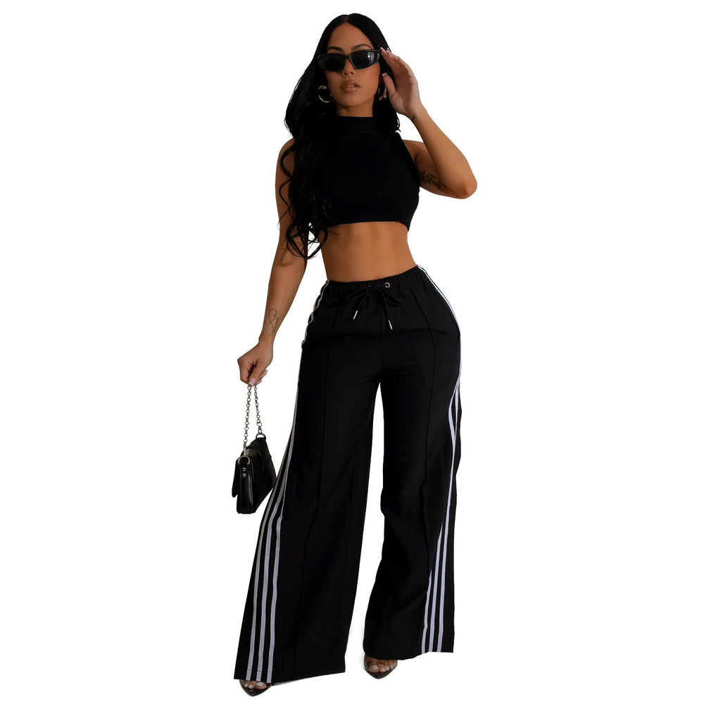 C6960 cross-border   independent station fashion women's single pants solid color sweatpants multi-color