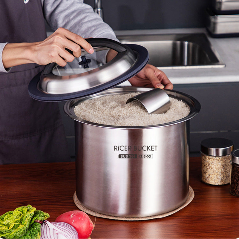 One piece of rice bucket box will be sent on behalf of 304 stainless steel negative pressure large-capacity household insect-proof rice tank, moisture-proof and fresh-keeping grain storage.