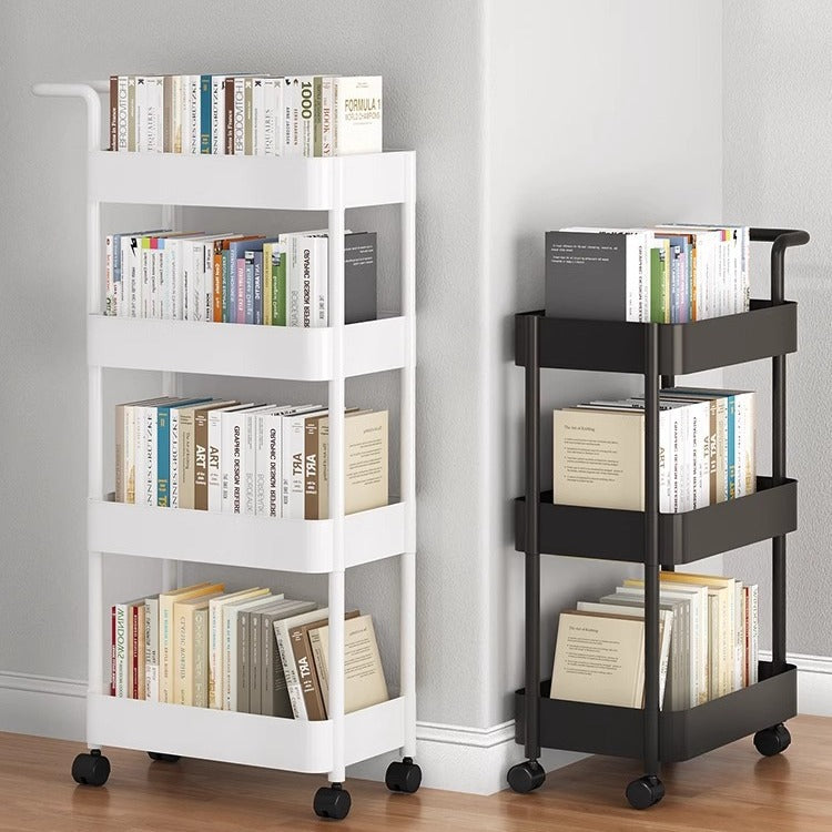 Single armrest trolley storage rack floor-standing snack bookshelf table kitchen bathroom multi-layer storage movable with wheels