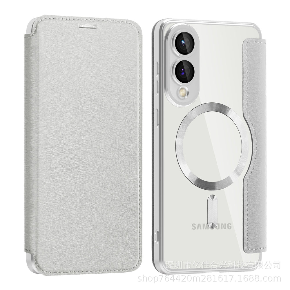 Suitable for samsung s26plus business flip gold shield magnetic leather case s23 mobile phone case s24ultra sheath a07