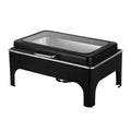 Black hydraulic stainless steel chafing dish for restaurants, hotels, and weddings - 9l gas-powered buffet warmer