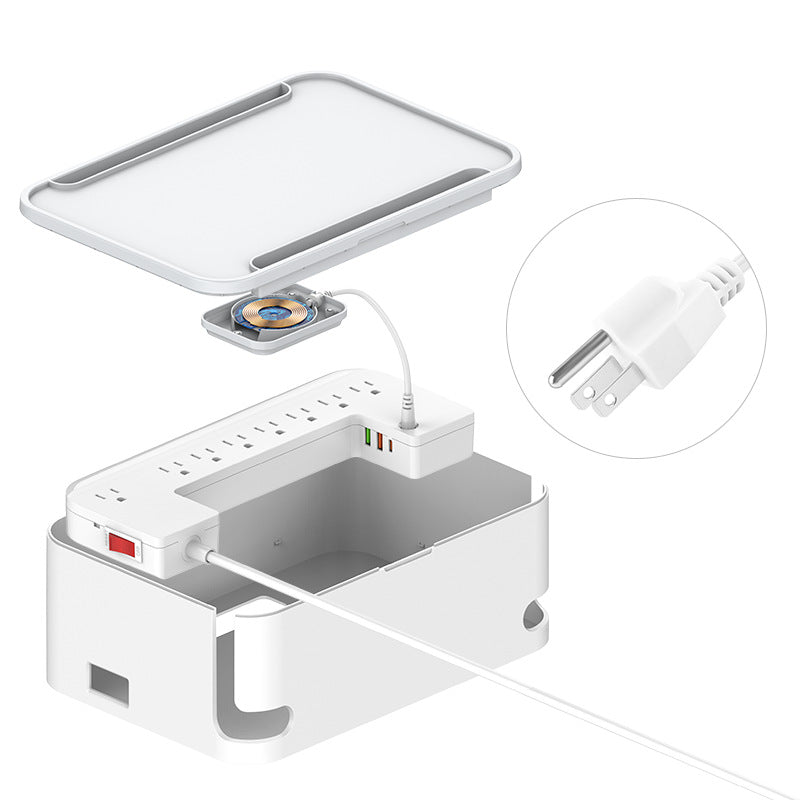 Lidenuo USB porous fast charging socket storage box with wireless charging, multi-functional 5-position socket board storage box 2 meters