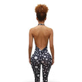 jumpsuit season backless polka dot printing sexy hot girl halter neck three-quarter jumpsuit women's summer high-end