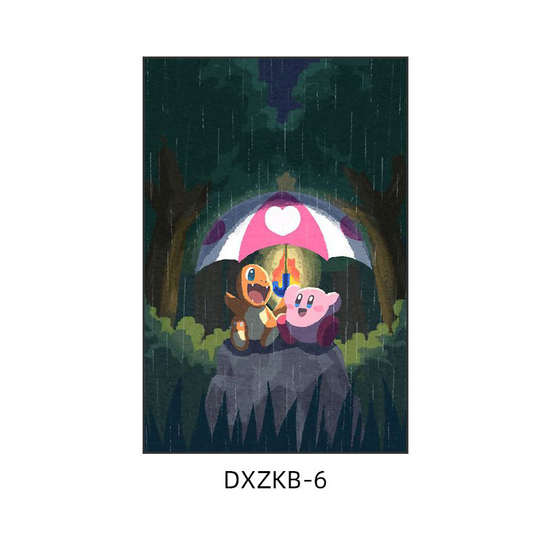 Star Kirby decorative painting pink girl bedroom children's room hanging painting cartoon animation cute princess bedside mural