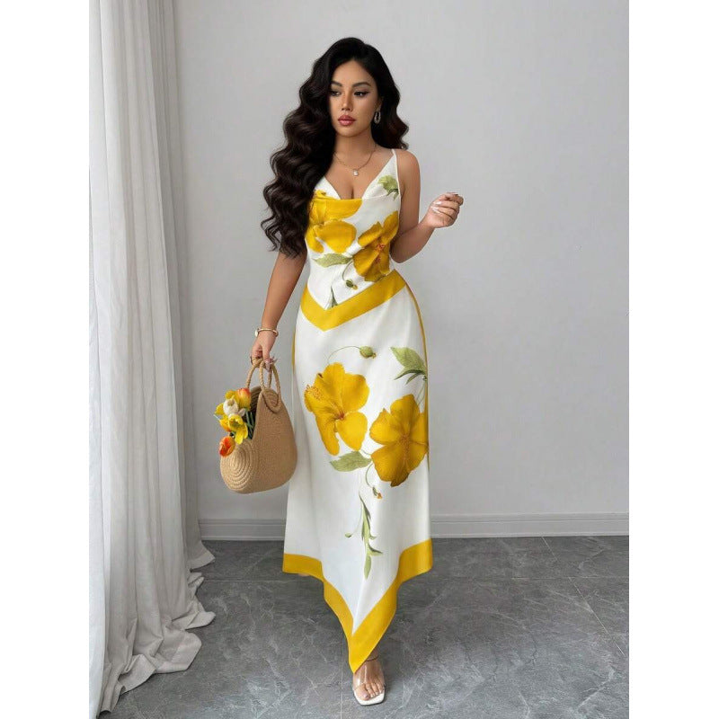 Amazon european and american romantic vacation long slip dress -  summer new arrival - slimming and figure-flattering