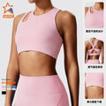 Eco-friendly recycled fabric cutout sexy yoga top with padded bra, wearable cross-back tank top, fitness activewear