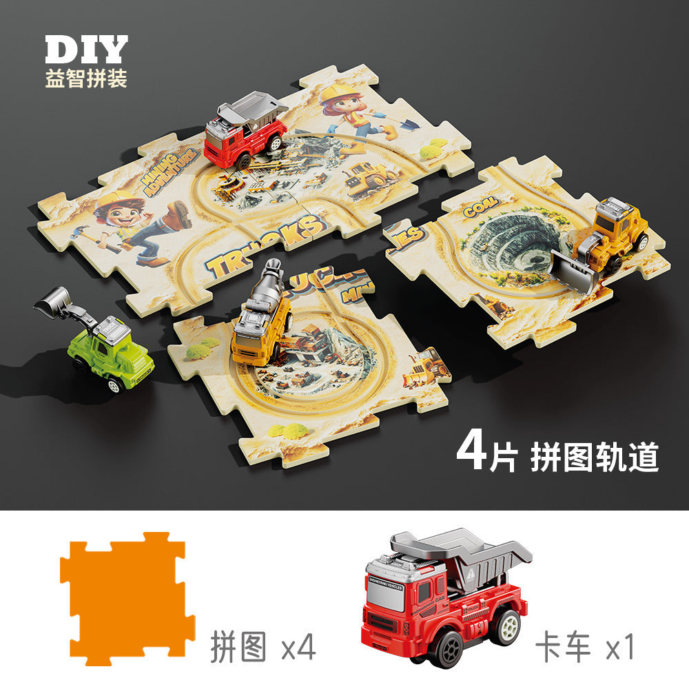 children's diy multifunctional electric vehicle educational toy for boys ages 3-6, construction vehicle model puzzle track car