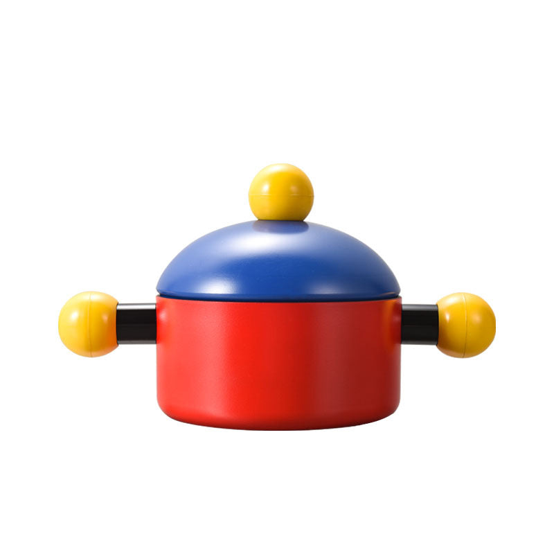 Cute kids pot food supplement pot double ears non-stick pot with cover steaming and soup making mini kitchen multi-functional suit pot