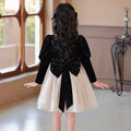Girls' hepburn-style dress, fleece-lined, baby's birthday dress, stylish sequin patchwork, cross-border children's princess dress, in stock
