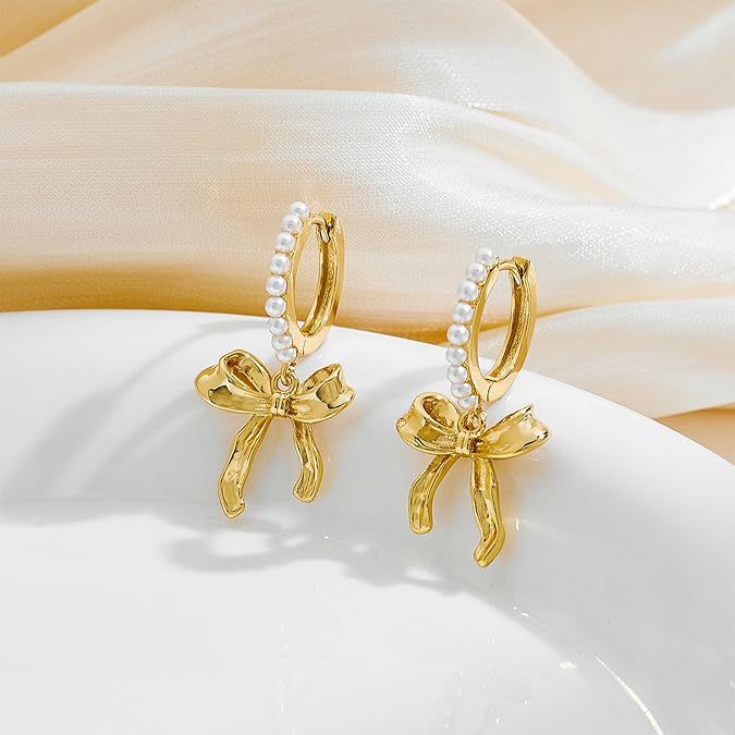 Amazon cross-border fashion high-end pearl bow earrings - versatile new arrivals, perfect for girls' gatherings and holiday gifts