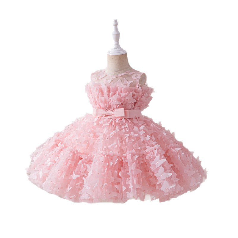 Girls' princess dress mesh children's formal dress for little and middle-aged children, host, performance, birthday party, piano recital costume, kids' skirt