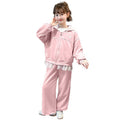 Girls' spring outfit : new stylish casual sporty lace-trimmed hooded jacket two-piece set for spring and autumn