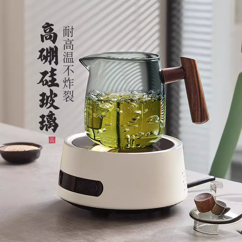 Yanxie teapot solid wood handle tea water separation cup tea separation pot heat-resistant glass tea set suitfor home teapot