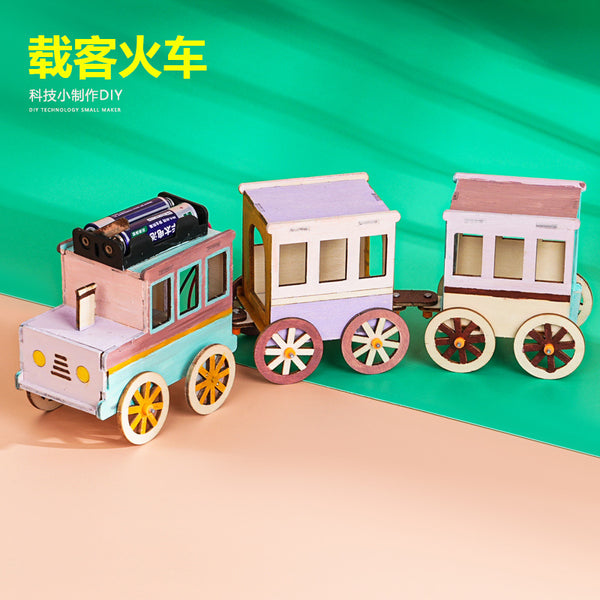 Science and technology small production passenger train science experiment teaching aids handmade DIY material package creative student children gift