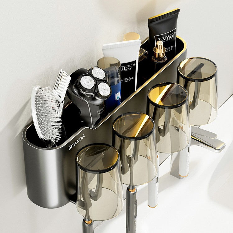 New arrival toothbrush holder storage rack detachable washable bathroom punch-free wall-mounted electric tooth cup mouthwash cup toothbrush holder