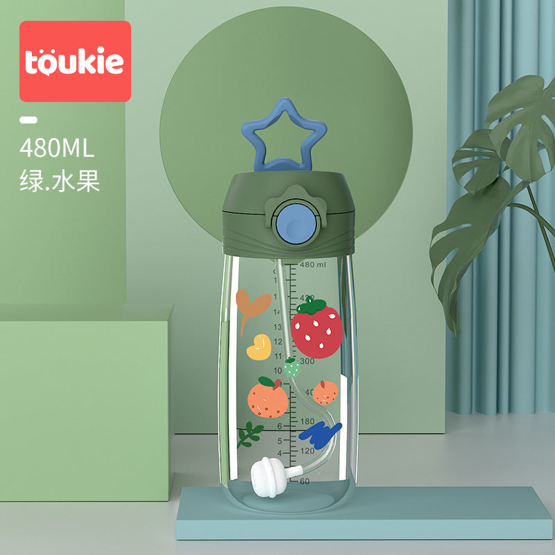 Customized star learning drinking cup, silicone straw cup, baby special straw cup, drinking cup, children's drop-resistant portable kettle