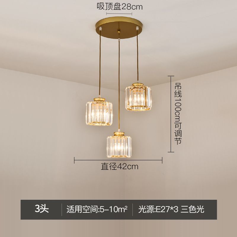 Modern minimalist bedroom bedside pendant light, simple bar counter entryway lighting, single-head suspension crystal chandelier
