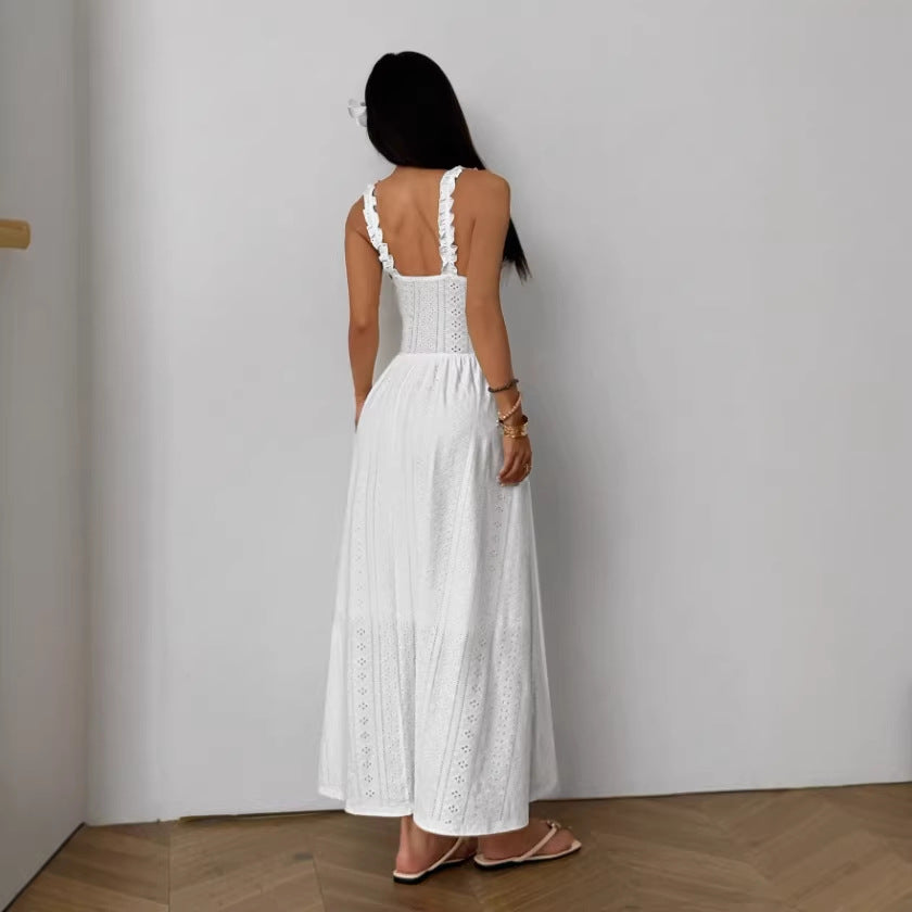 hot-selling suspender dress retroslimming look skirt women's summernew arrivalelegant holiday style long skirt for women