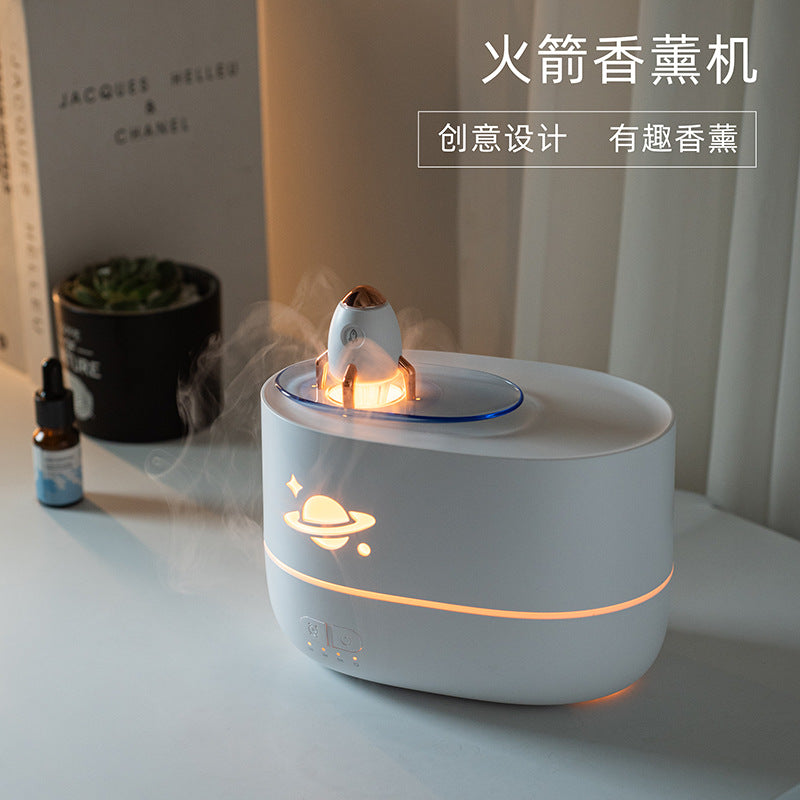 2024 new colorful flame aroma diffuser - home bedroom small night light desktop humidifier - rocket creative gift
