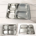 304 stainless steel fast food tray student canteen with cover five-compartment rice tray kindergarten compartment chinese style dinner plate serving plate