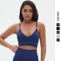 New arrival cross-border fashion seamless pure color suspender bra sexy back sports intimates running fitness yoga vest