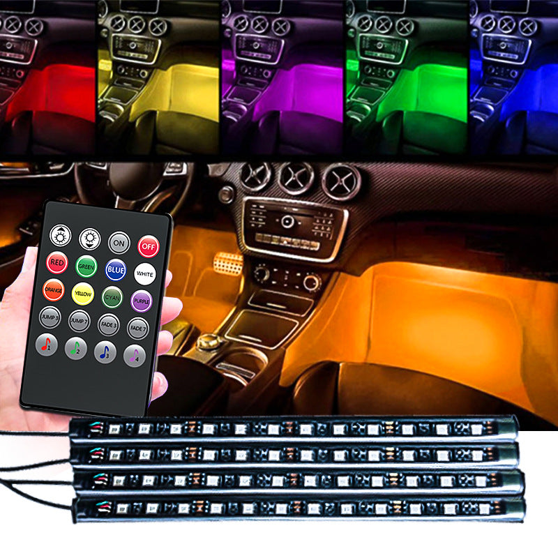 LED car ambient light rgb voice-activated music light car sole decorative light colorful rhythm light color box